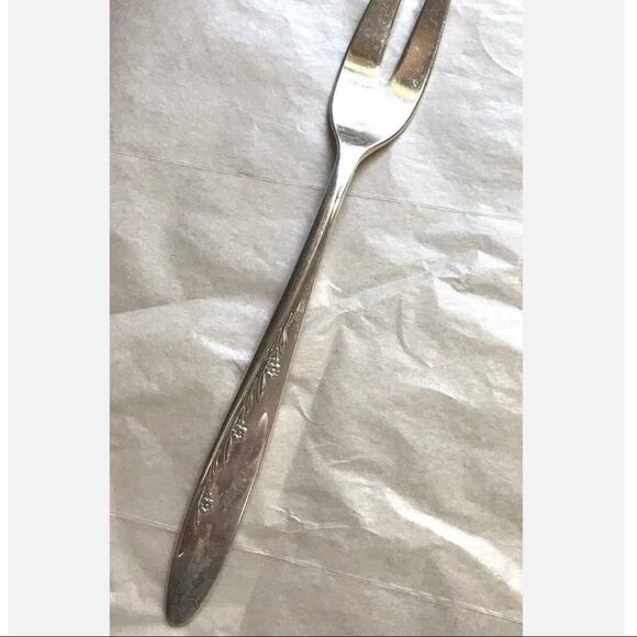 Gorham Silverplated cold meat fork Flower Song 1955 2 tines mid retro pattern - Picture 8 of 8